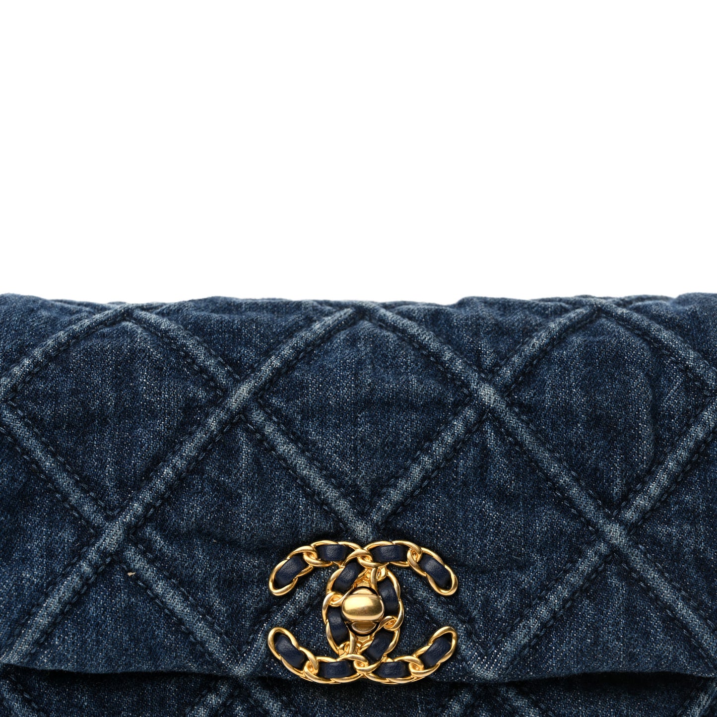 Denim Quilted Chanel 19 Waist Bag Blue