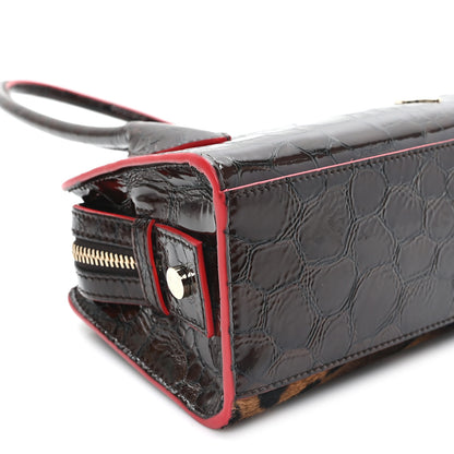 Christian Louboutin Calfskin Crocodile Embossed Pony Hair Leopard Print Eloise Top Handle Bag Brown 8 of 9