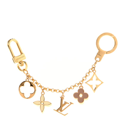 Louis Vuitton Brass Enamel Fleur De Monogram Bag Charm Chain Gold 1 of 4