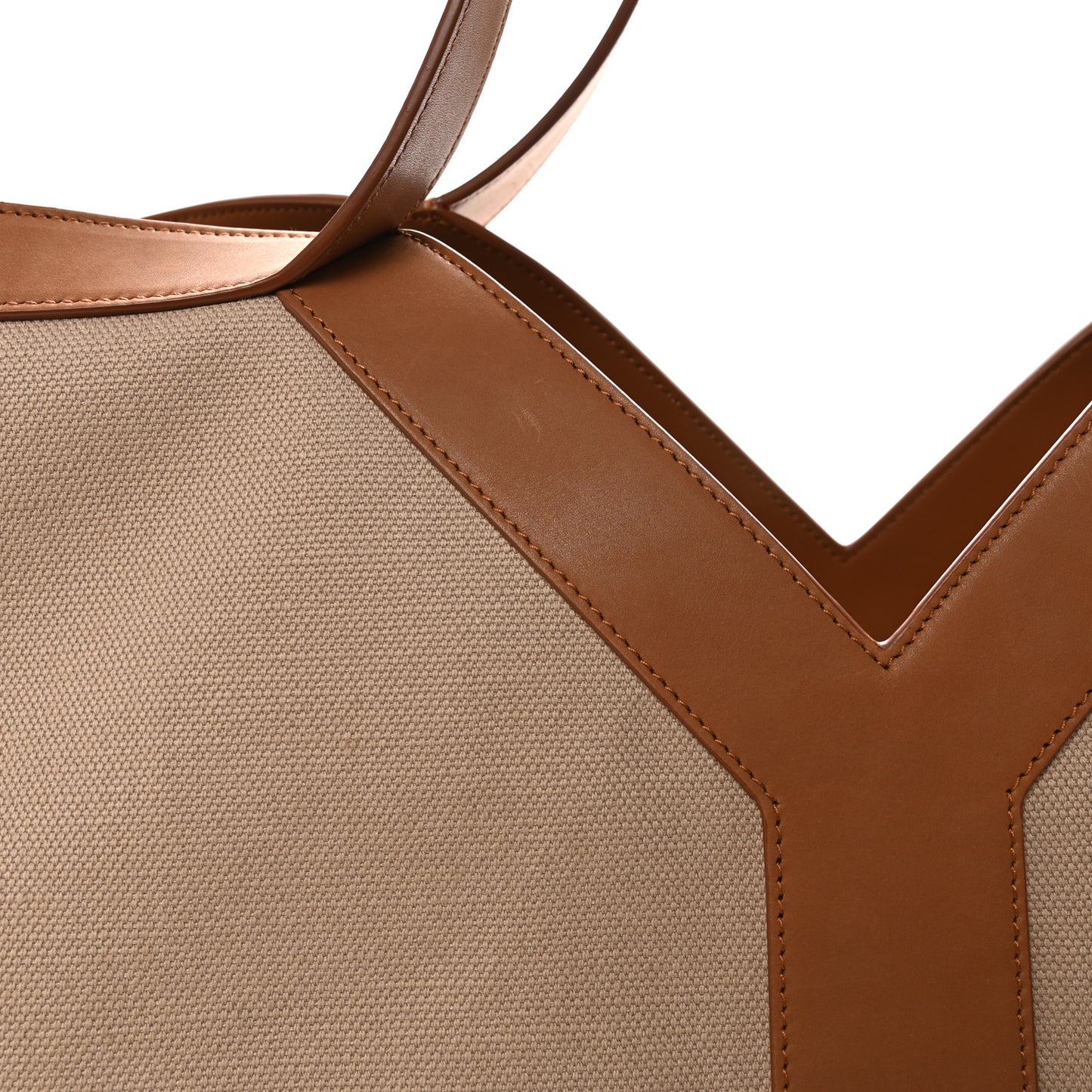 Canvas Calfskin Y Tote Tan Natural