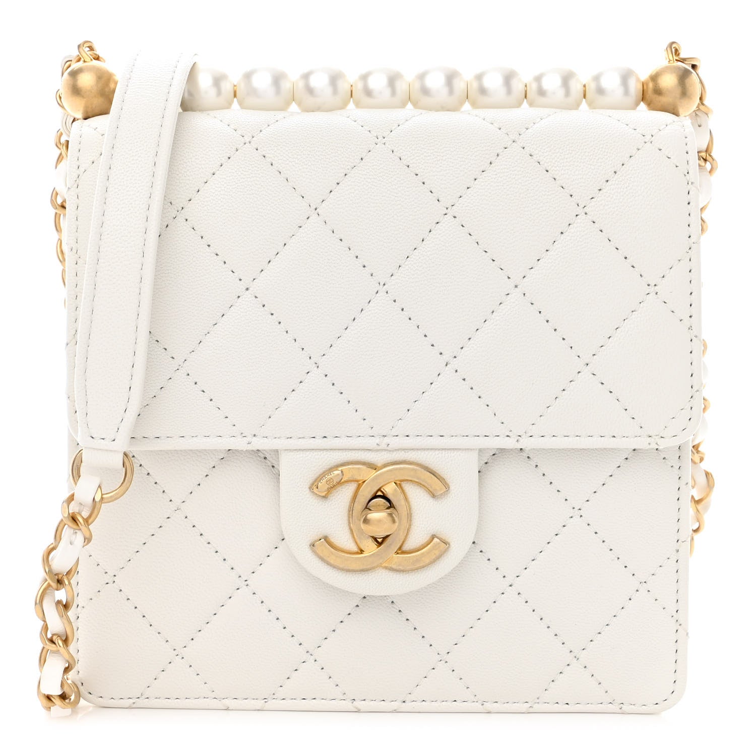 Chanel Goatskin Quilted Chic Pearls Flap White 1 of 10
