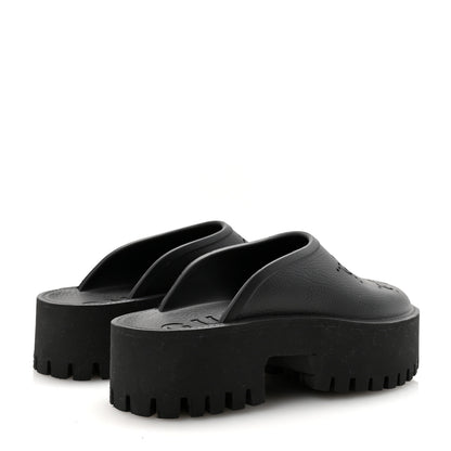 Gucci Rubber GG Monogram Perforated Elea Platform 55mm Lug Sole Sandals 38 Black 5 of 9