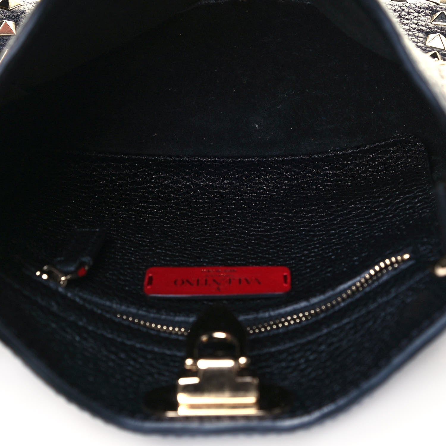 Valentino Garavani Pebbled Calfskin Mini Rockstud Flip-Lock Messenger Bag Black 5 of 9