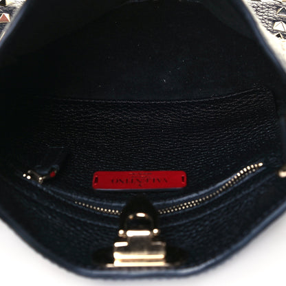 Valentino Garavani Pebbled Calfskin Mini Rockstud Flip-Lock Messenger Bag Black 5 of 9