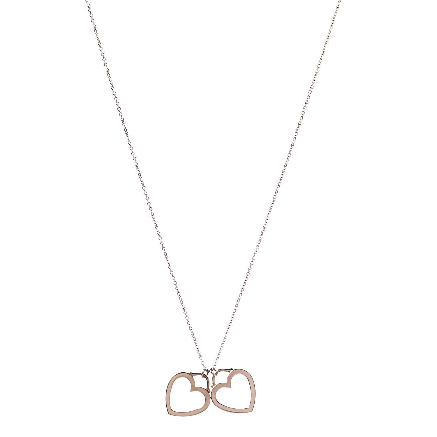 Tiffany 18K Rose Gold Double Open Heart Pendant Necklace 1 of 8