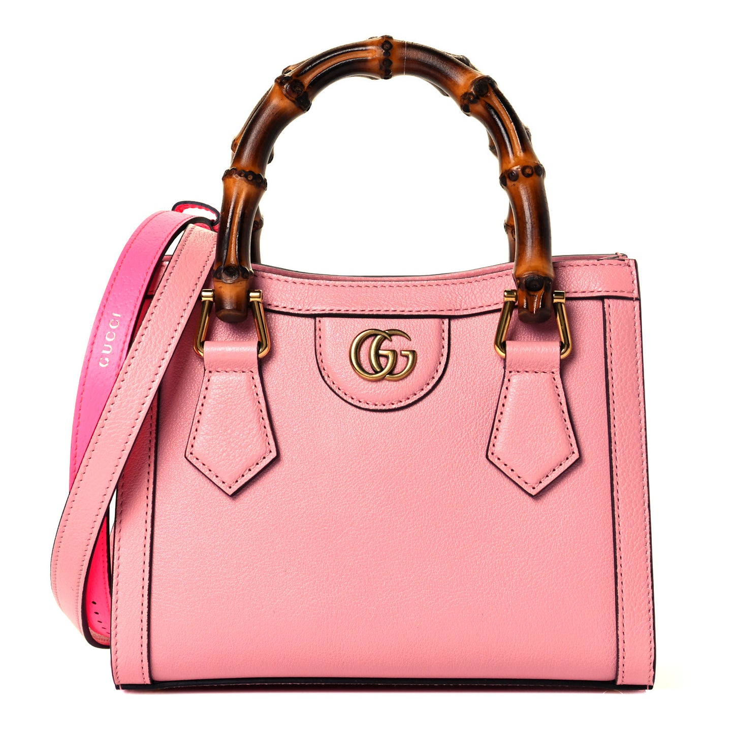 Wonka Grain Calfskin Mini Diana Tote Bag Wild Rose Fuxia Fluo