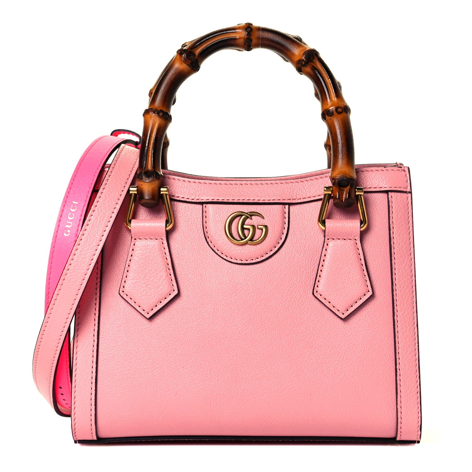 Gucci Wonka Grain Calfskin Mini Diana Tote Bag Wild Rose Fuxia Fluo 1 of 7