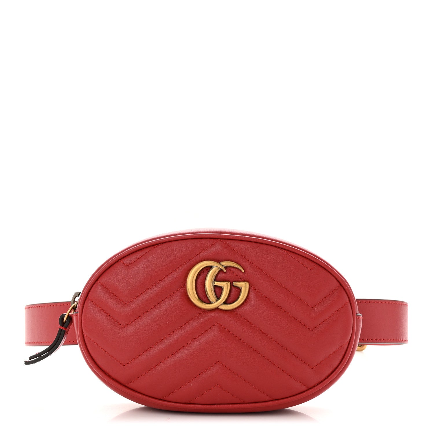 Gucci Calfskin Matelasse GG Marmont Belt Bag 95 38 Hibiscus Red 1 of 11