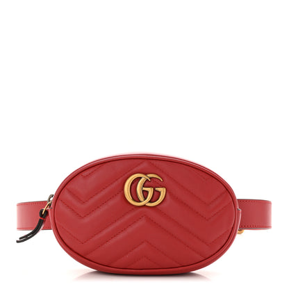 Gucci Calfskin Matelasse GG Marmont Belt Bag 95 38 Hibiscus Red 1 of 11