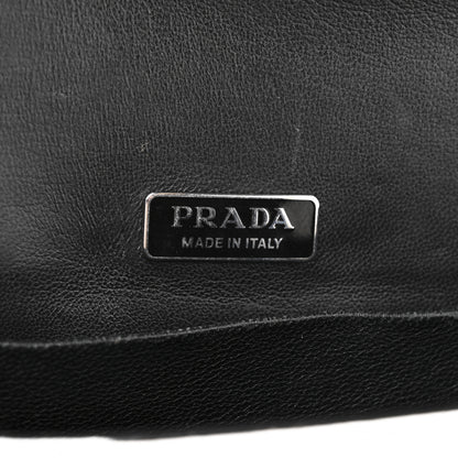 Prada Metallic Vitello Saffiano Cahier Bag Silver Black 6 of 15