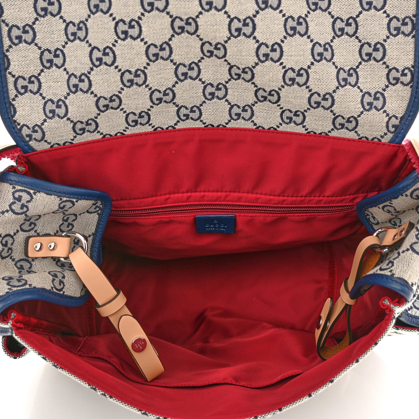 GG Monogram Diaper Bag Beige Blue