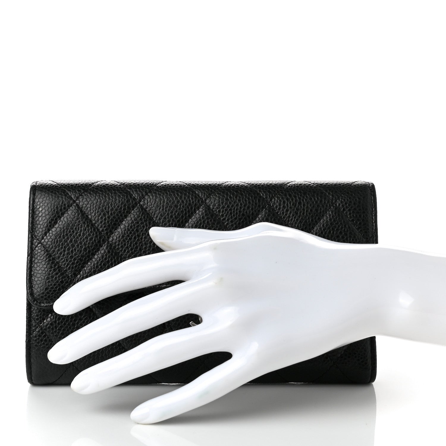 Chanel Caviar Quilted Large Gusset Flap Wallet Black 2 of 9