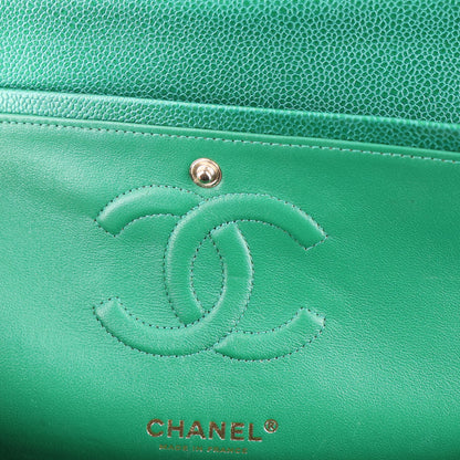 Chanel Metallic Caviar Quilted Medium Double Flap Green 8 of 11