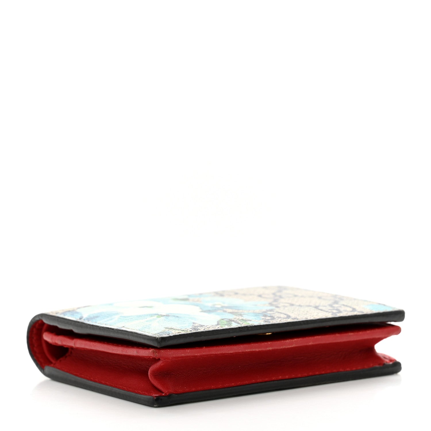 Gucci GG Supreme Monogram Blooms Card Case Wallet Beige Blue Navy Hibiscus Red 4 of 8