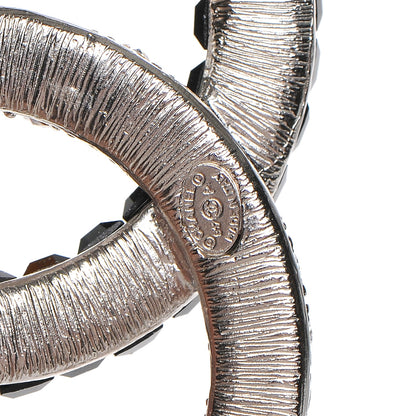 Chanel Baguette Crystal CC Brooch Silver Black 4 of 5