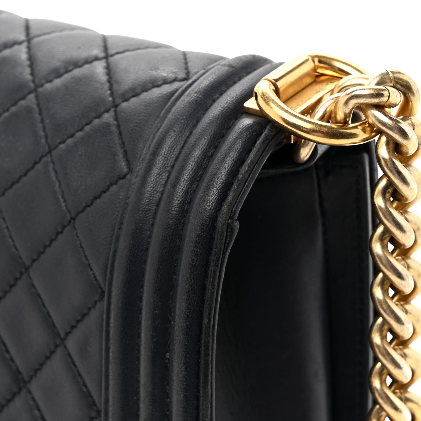 Lambskin Quilted Medium Boy Flap Dark Navy