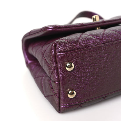 Chanel Iridescent Caviar Quilted Extra Mini Coco Handle Flap Purple 9 of 10