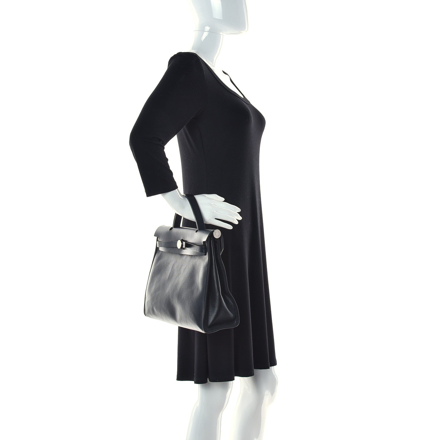 Hermes Toile H Berline Vache Hunter Herbag Zip PM 31 Black Ecru 3 of 13