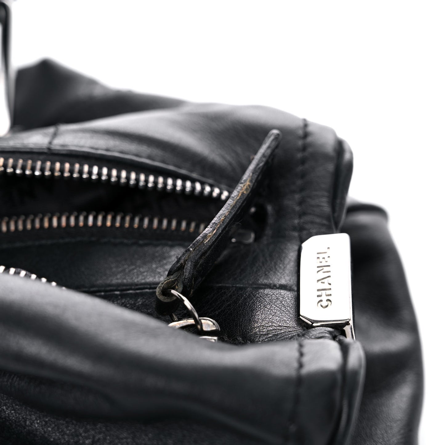 Lambskin Square Stitched Large Tote Black
