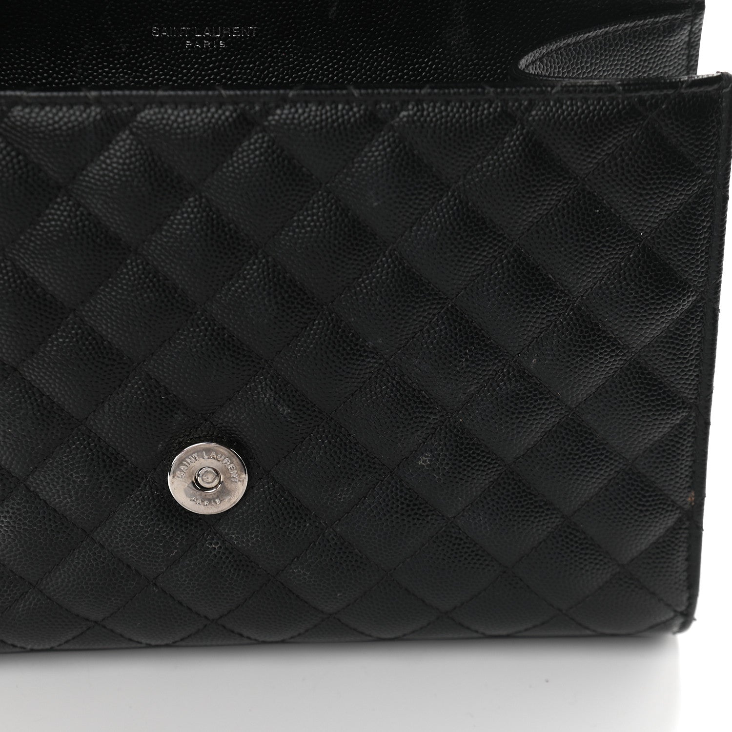 Saint Laurent Grain De Poudre Textured Mixed Matelasse Triquilt Medium Monogram Satchel Black 10 of 10