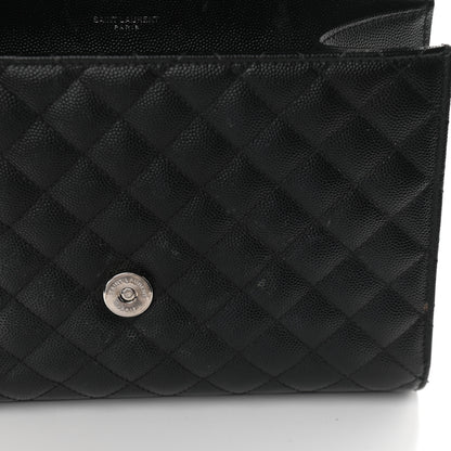 Saint Laurent Grain De Poudre Textured Mixed Matelasse Triquilt Medium Monogram Satchel Black 10 of 10