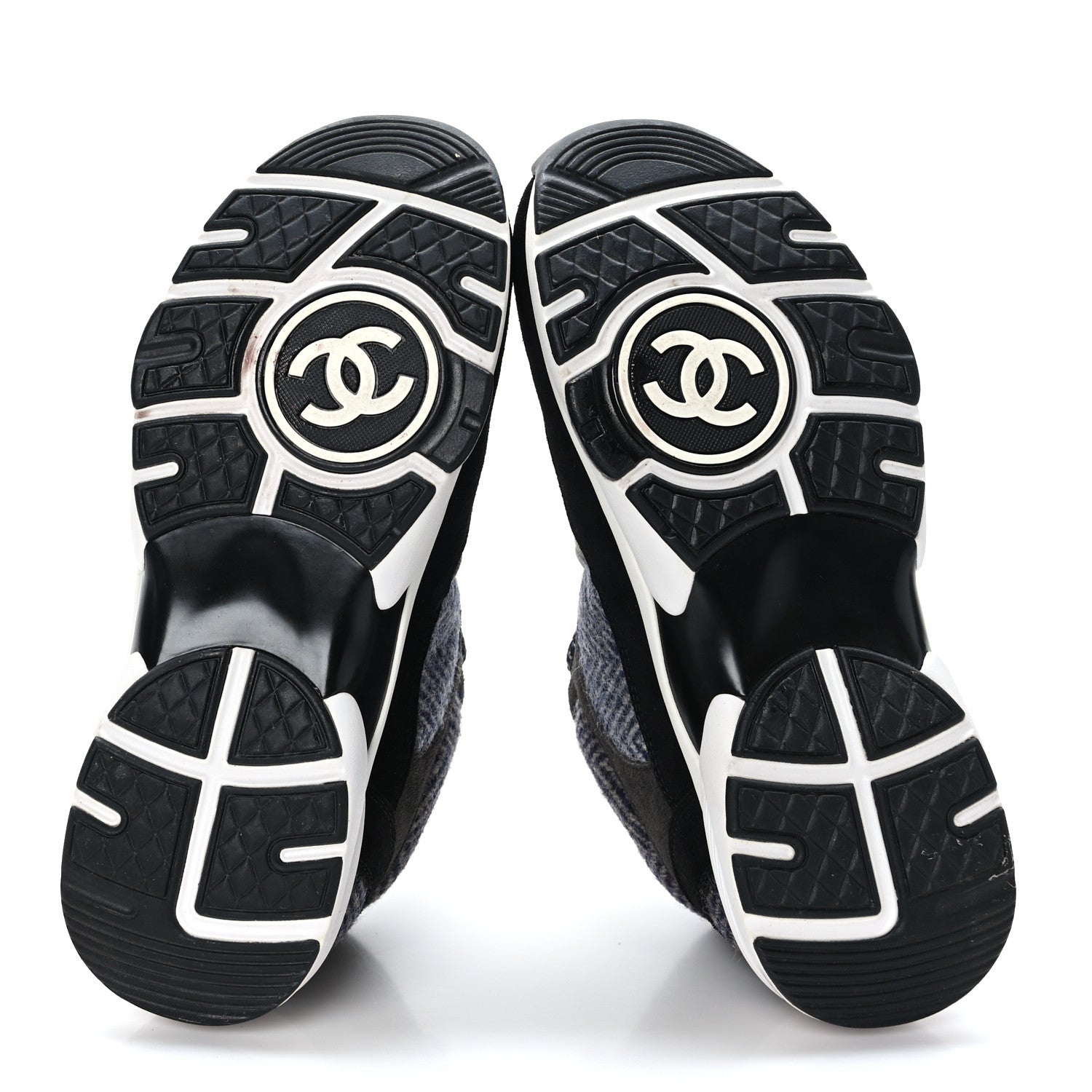 Chanel Fabric Suede Calfskin CC Sneakers 37 Black Grey Dark Grey 5 of 7