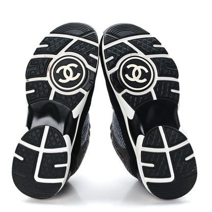 Chanel Fabric Suede Calfskin CC Sneakers 37 Black Grey Dark Grey 5 of 7