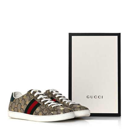Gucci GG Supreme Monogram Bees Ayers Web Womens Ace Sneakers 39.5 Beige Oro Green Red 10 of 10