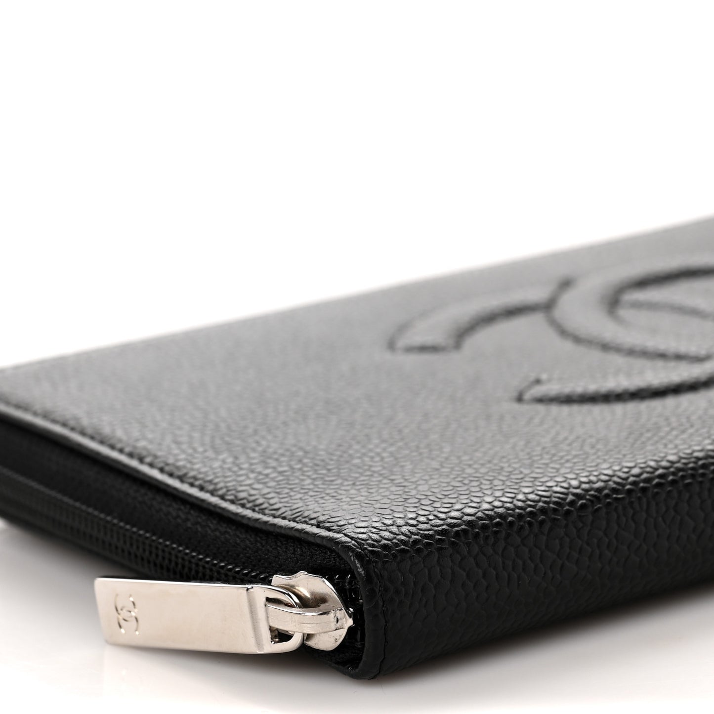 Caviar Large Timeless CC Zip Around Organizer Wallet Black