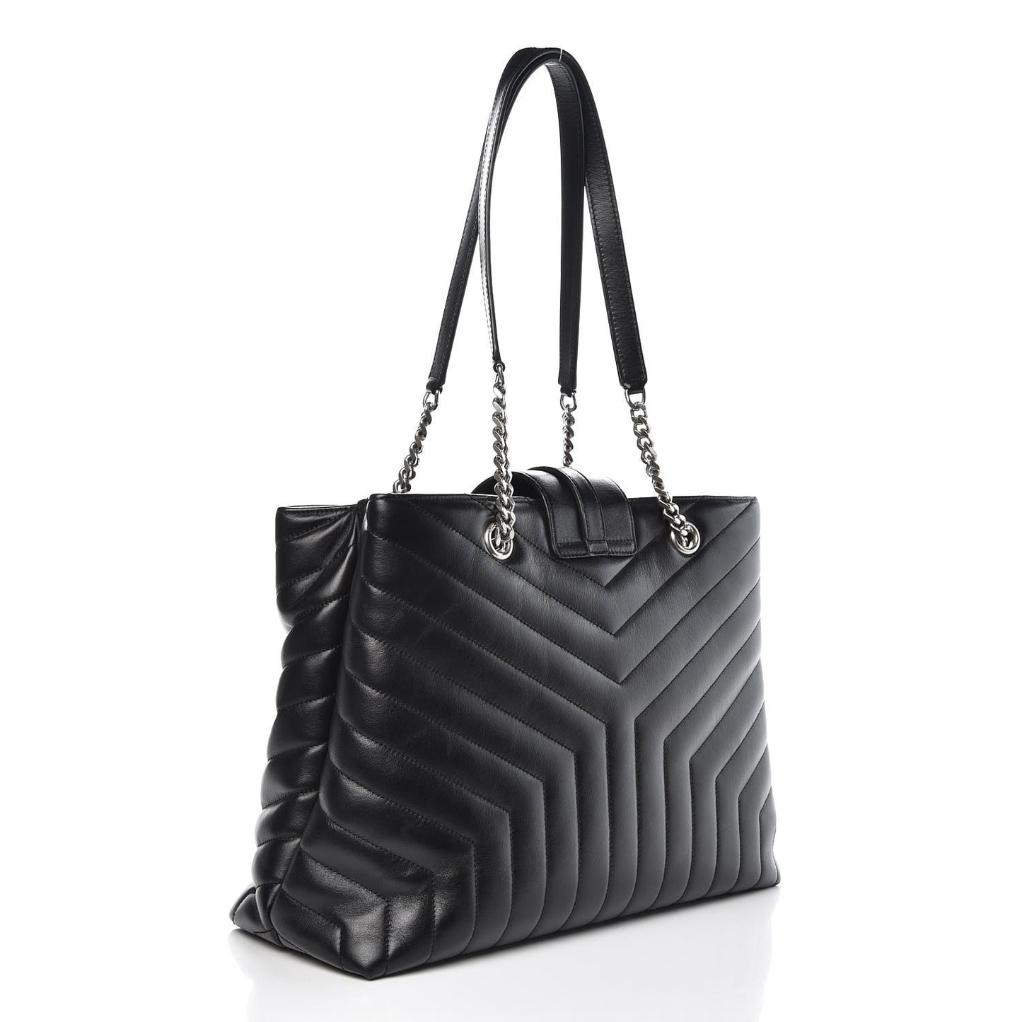 Calfskin Y Quilted Monogram Large Loulou Shopper Black