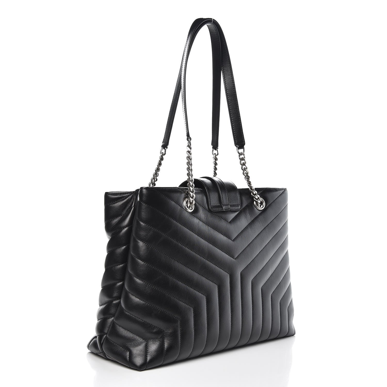 Saint Laurent Calfskin Y Quilted Monogram Large Loulou Shopper Black 3 of 11
