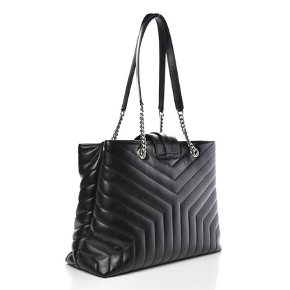 Saint Laurent Calfskin Y Quilted Monogram Large Loulou Shopper Black 3 of 11