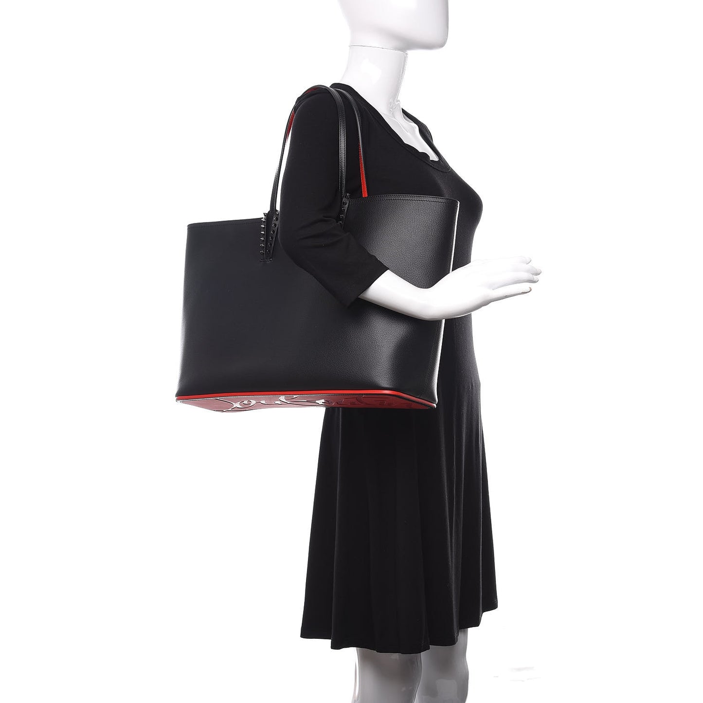 Calfskin Spikes East West Cabata Tote Black