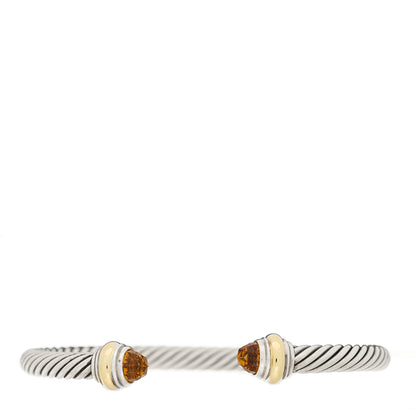 David Yurman Sterling Silver 14K Yellow Gold Citrine 5mm Cable Classics Bracelet 1 of 3