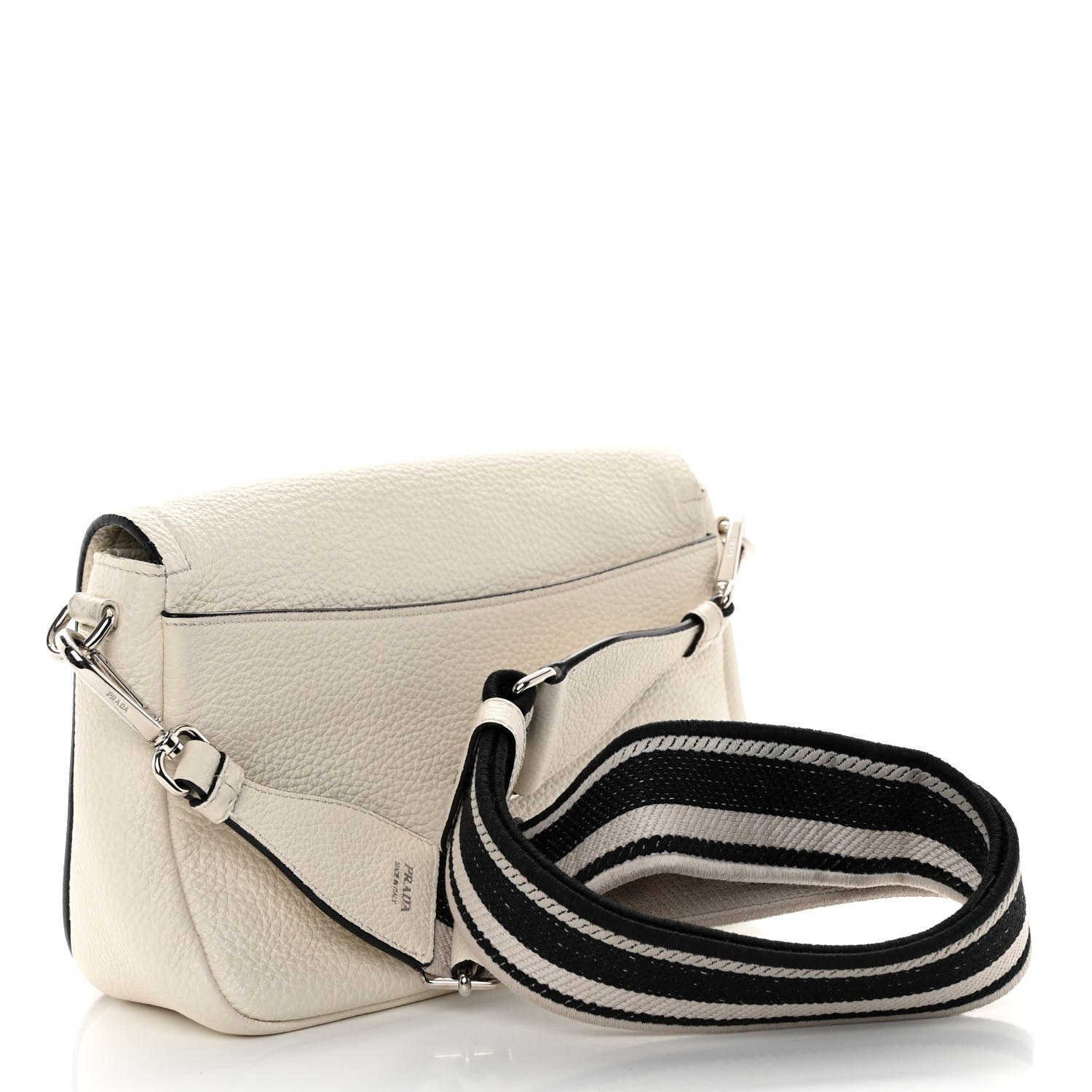Prada Vitello Daino Soft Flap Crossbody White 3 of 11
