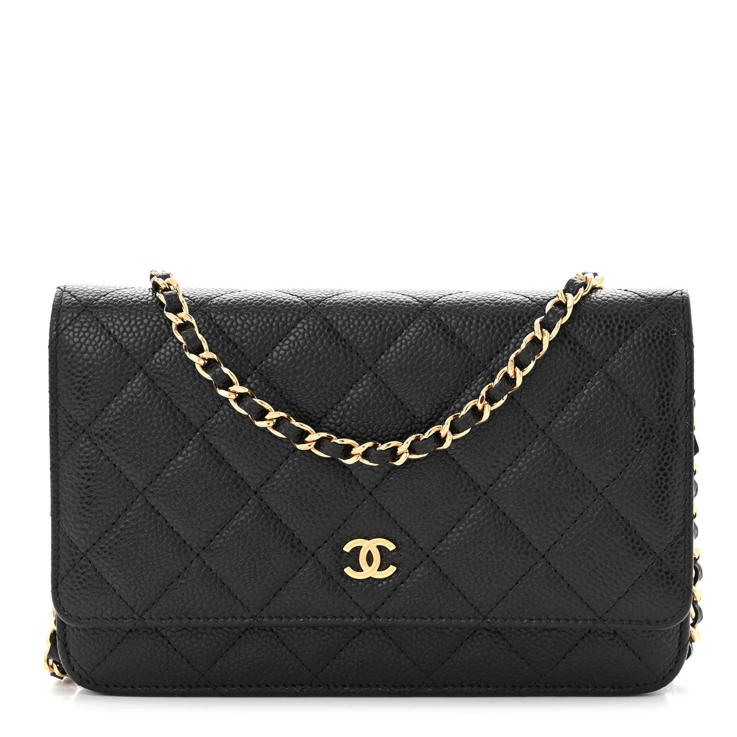 Caviar Quilted Wallet on Chain WOC Black