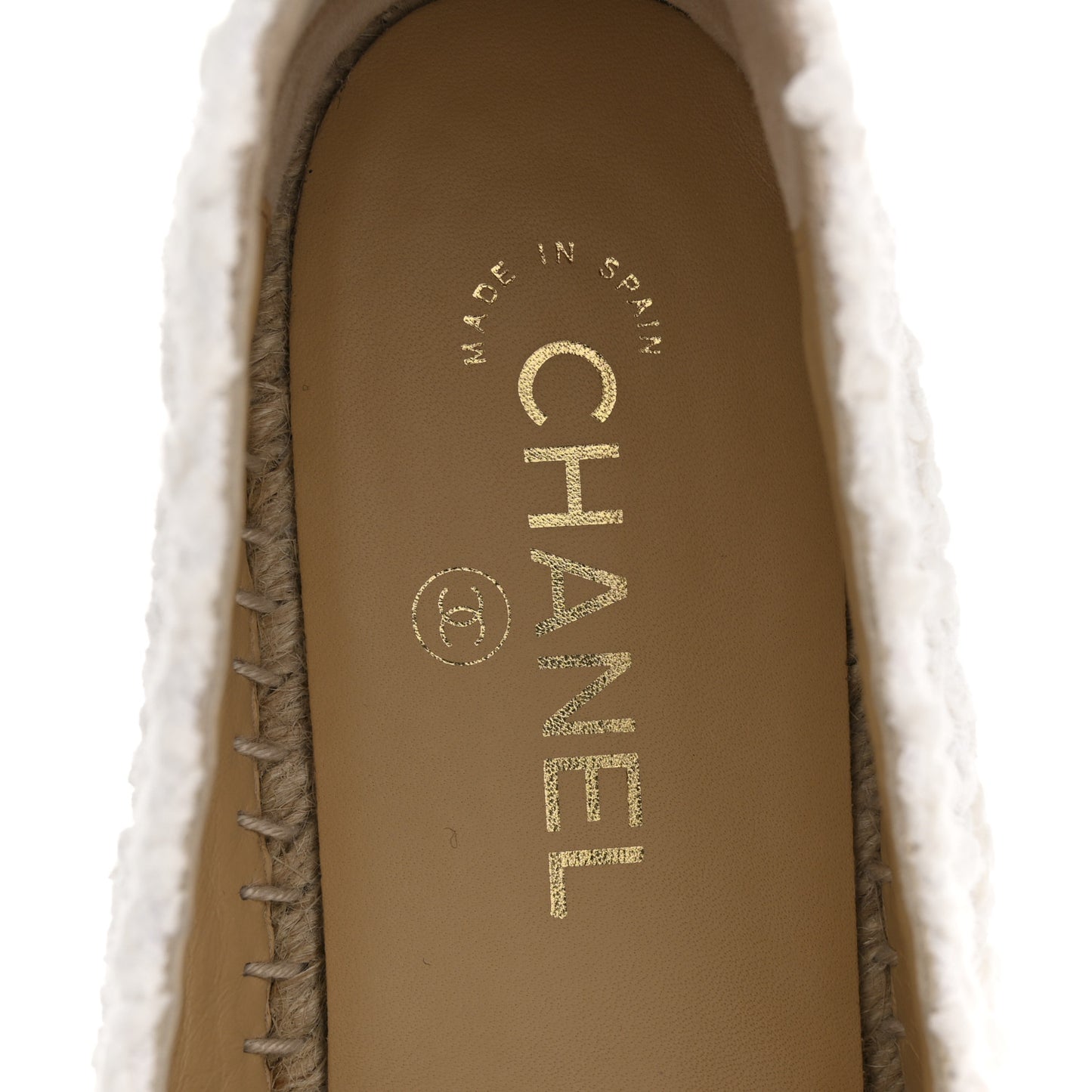 Tweed Grosgrain CC Espadrilles 41 White Black