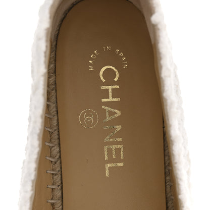 Chanel Tweed Grosgrain CC Espadrilles 41 White Black 8 of 9