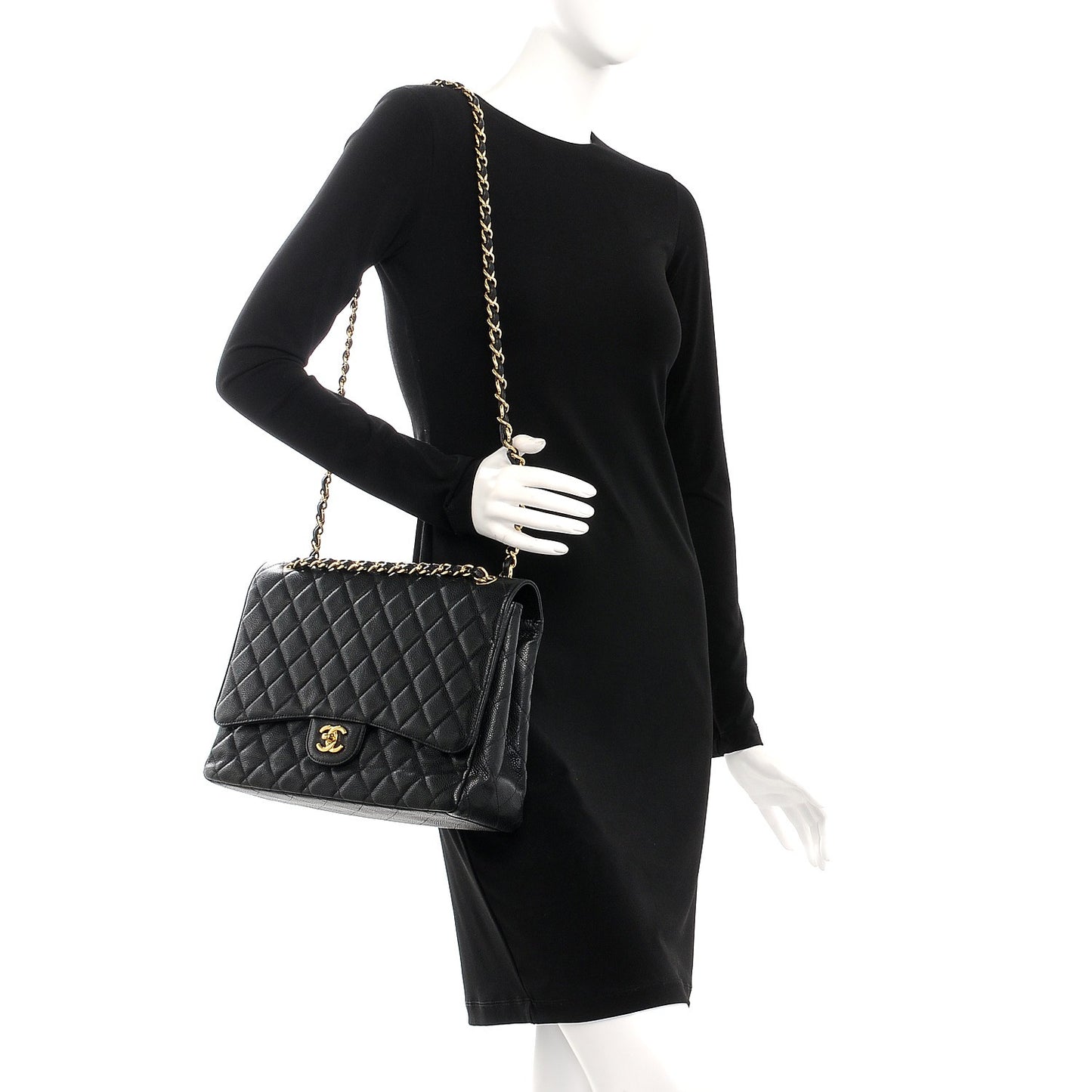 Caviar Quilted Maxi Single Flap Black