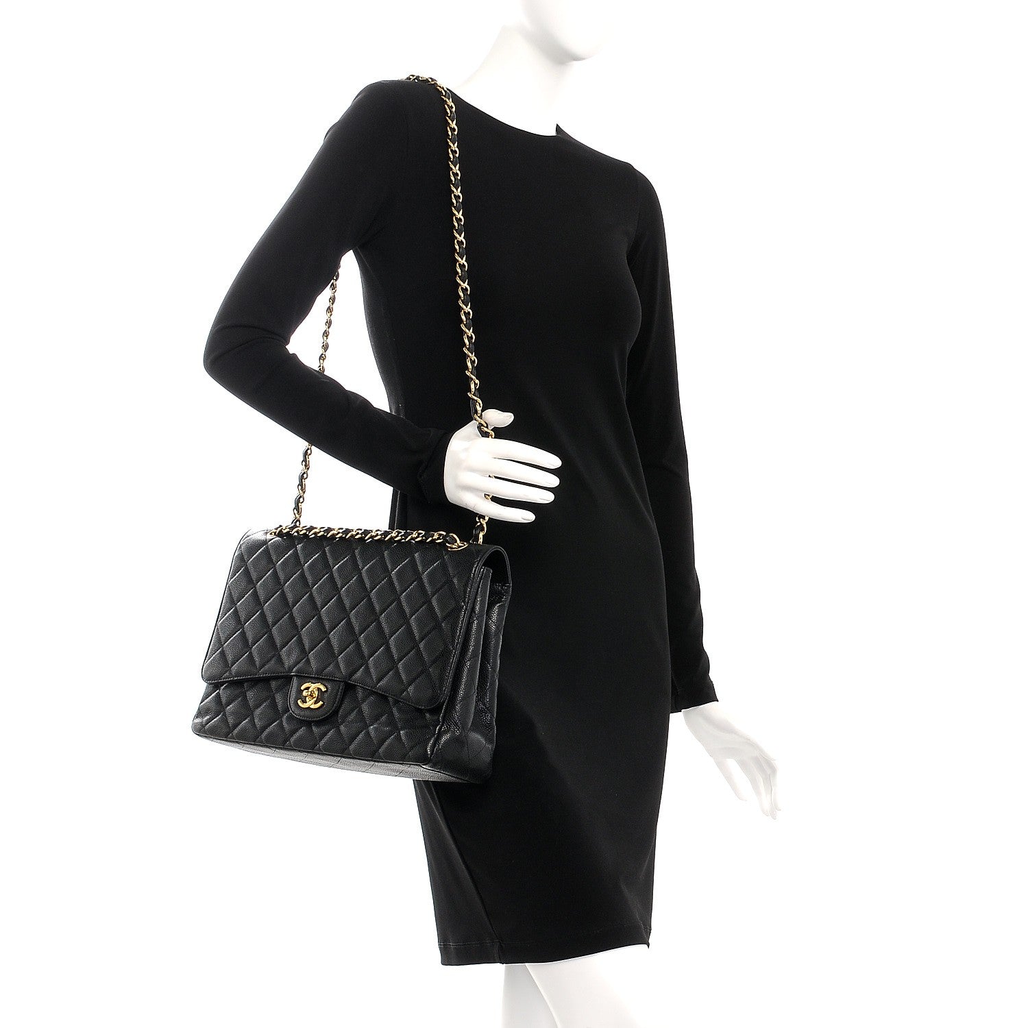 Chanel Caviar Quilted Maxi Single Flap Black 2 of 12