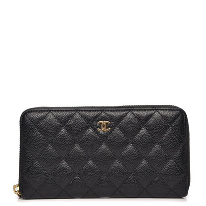 Chanel Caviar Quilted Large Gusset Zip Around Wallet Black 1 of 8