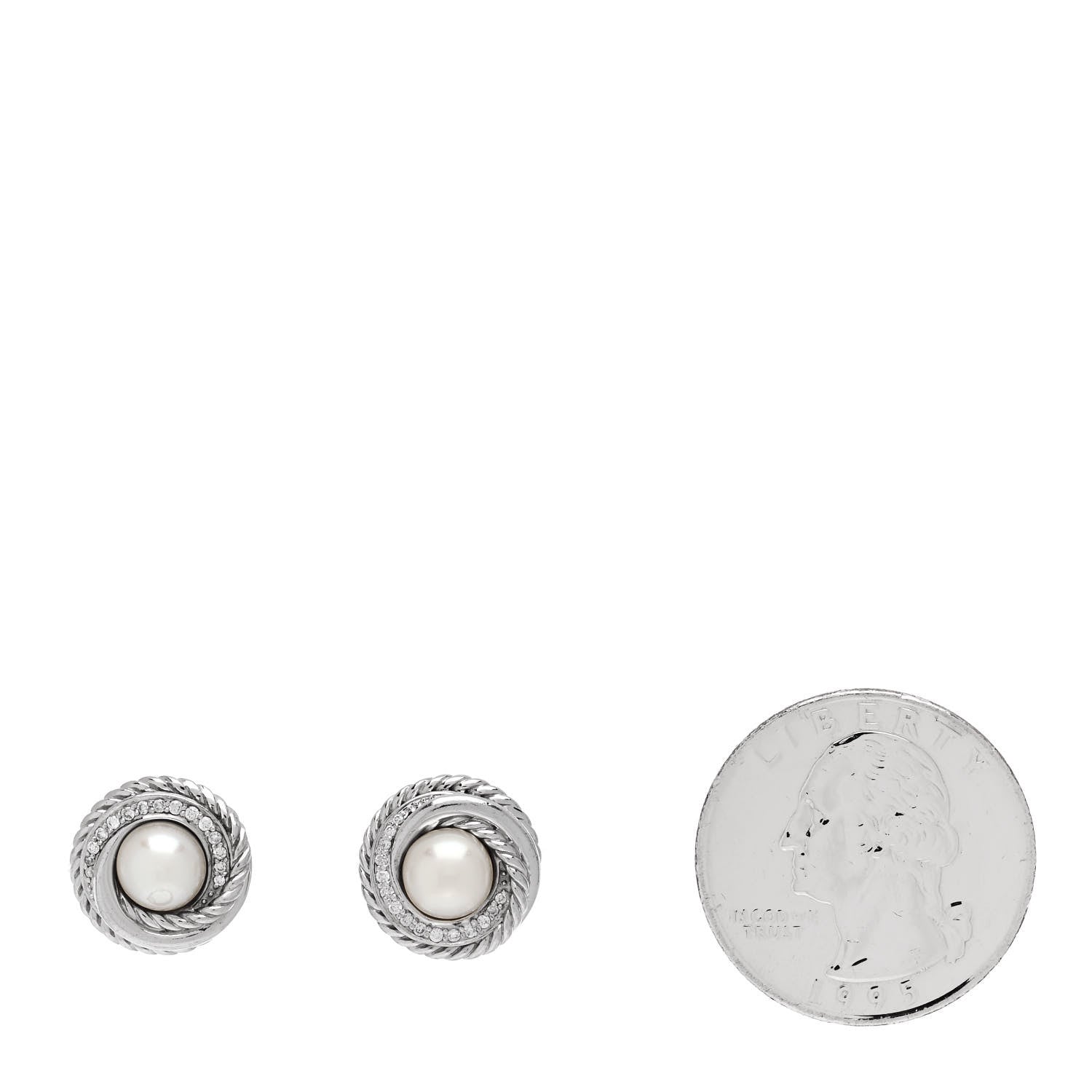 David Yurman Sterling Silver Diamond Freshwater Cultured Pearl Crossover Earrings 2 of 5