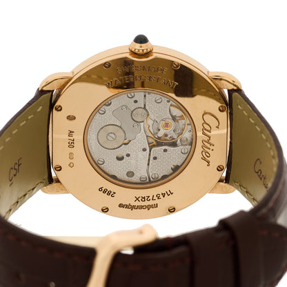 Cartier 18K Pink Gold Alligator 36mm Ronde Louis Manual Winding Watch Brown 4 of 5