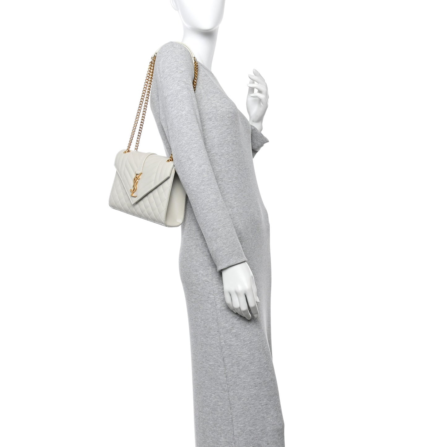 Grain De Poudre Textured Mixed Matelasse Medium Triquilt Monogram Satchel Crema Soft