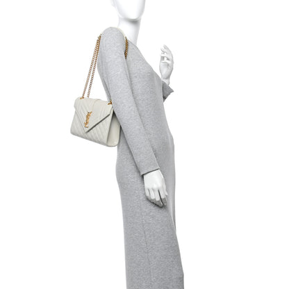Saint Laurent Grain De Poudre Textured Mixed Matelasse Medium Triquilt Monogram Satchel Crema Soft 2 of 11