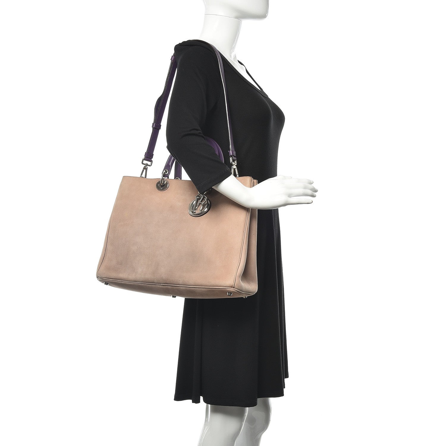 Christian Dior Nubuck Large Diorissimo Tote Beige Purple 2 of 12