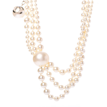 Chanel Pearl Multi Strand Short Necklace Gold 1 of 6