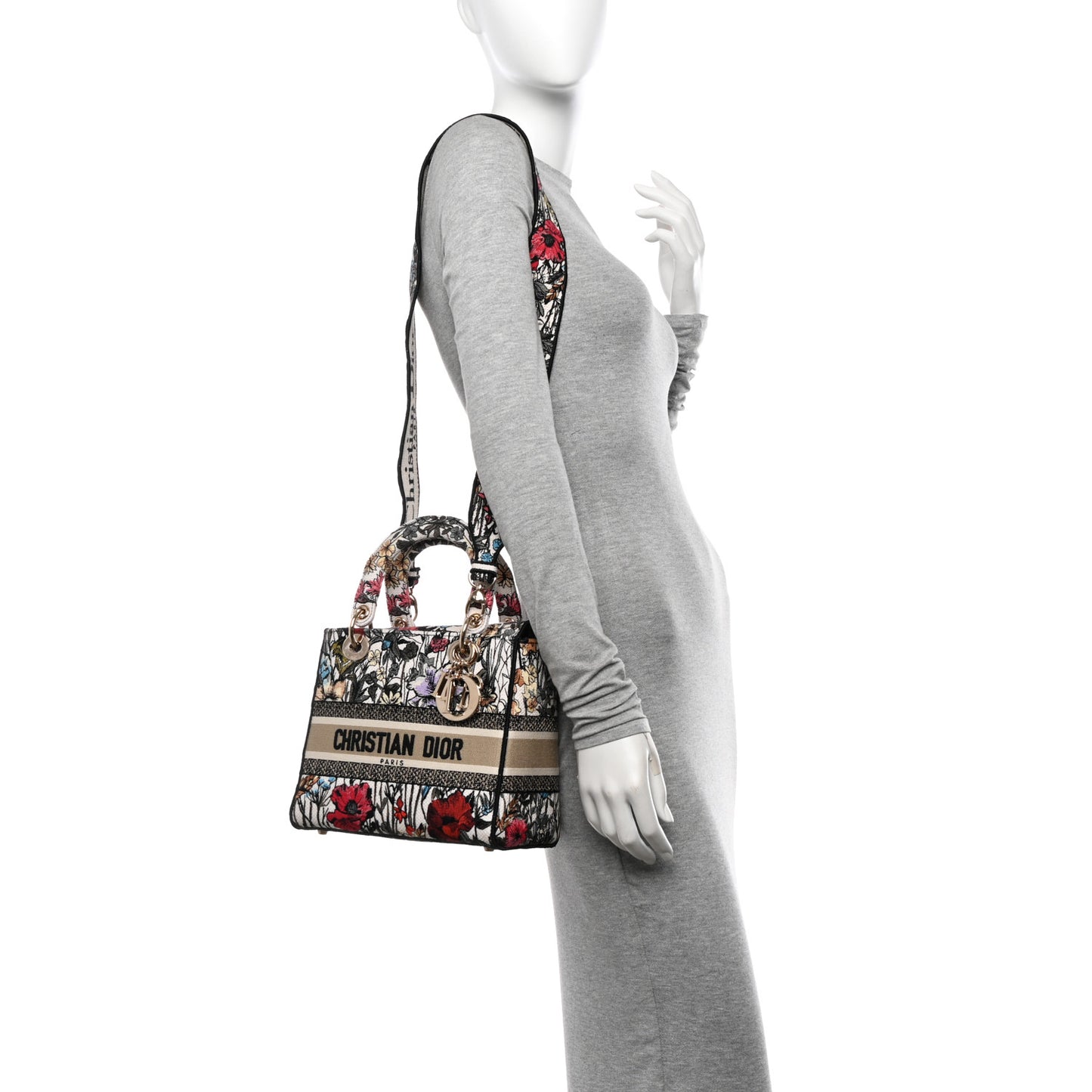 Canvas Embroidered Mille Fleurs Medium Lady D-Lite Multicolor