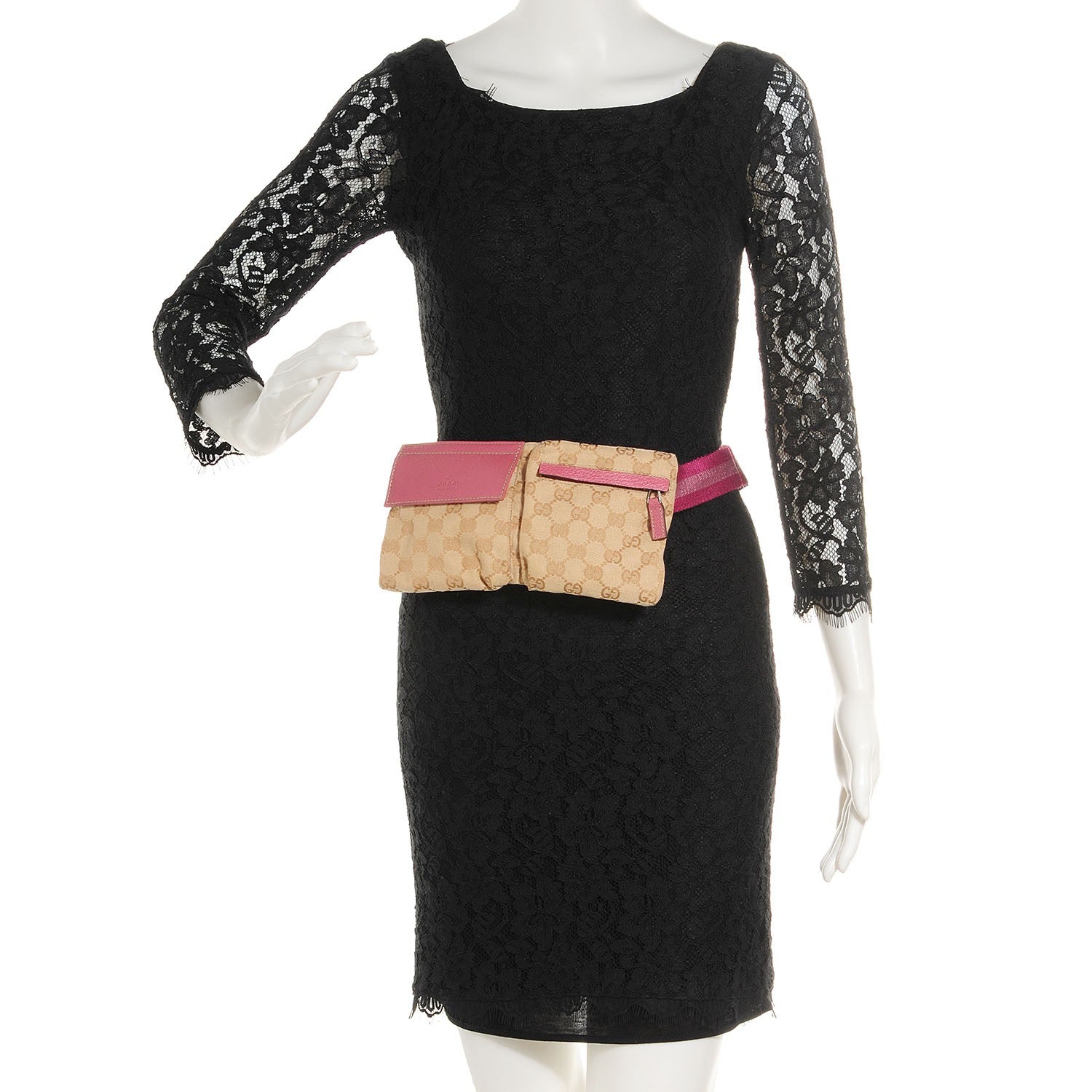 Gucci GG Monogram Web Double Pocket Belt Bag Pink 2 of 6