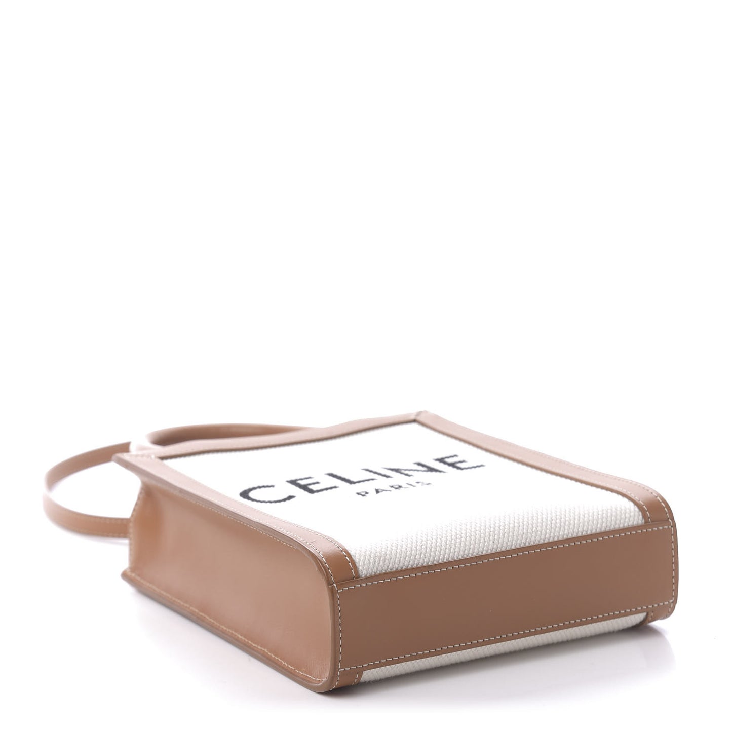 Canvas Calfskin Mini Vertical Cabas Natural Tan